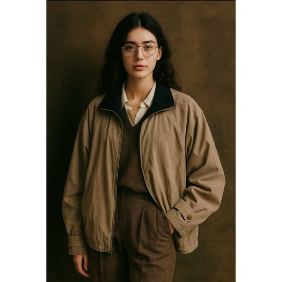 London Fog Suede Jacket Women’s XL Tan Academia Oversized Old Money Academia - Picture 1 of 6